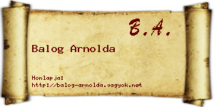 Balog Arnolda névjegykártya
